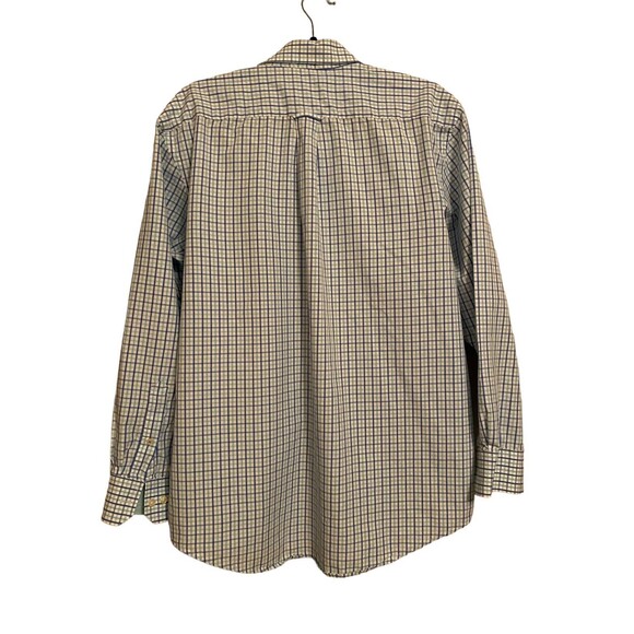 Izod Blue Plaid Button Front Shirt Size L 100% Cotton Preppy - Picture 2 of 5